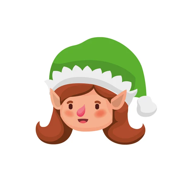 Elf woman head with hat avatar character — Stock Vector