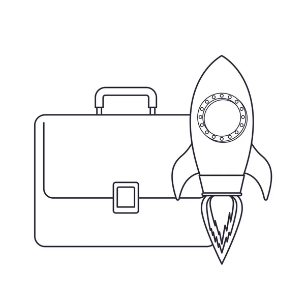 Cohete con la maleta icono aislado — Vector de stock