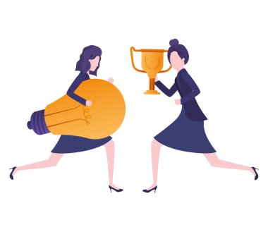 kupa ve ampul karakteri ile işkadınları