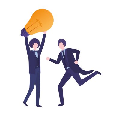 Ampul avatar karakter ile işadamları