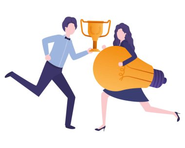 kupa ve ampul ile iş çift