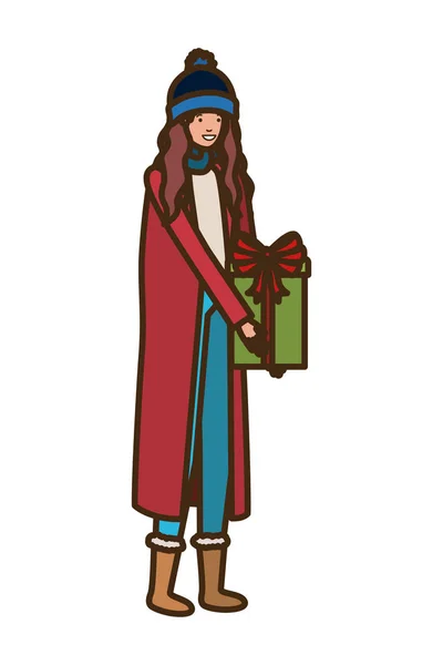 Frau mit Weihnachtsbaum-Avatar-Charakter — Stockvektor