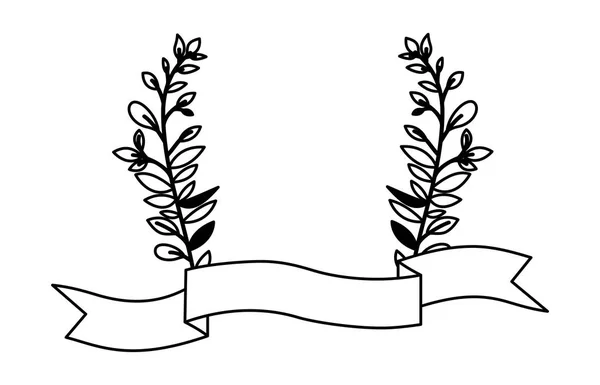 Kron blad och band cirkulär ram — Stock vektor