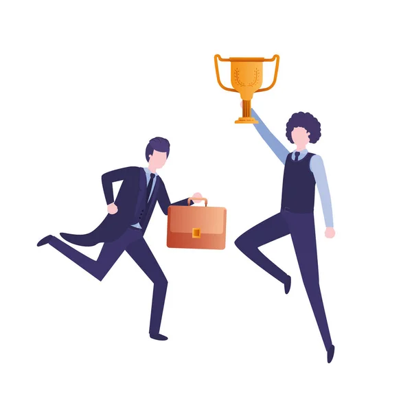 Businessmen with trophy avatar character — Stock Vector