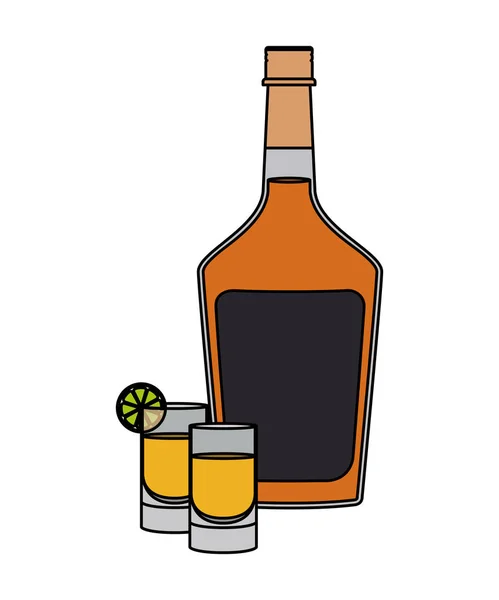 Tarro de cerveza con icono de bebida botella — Vector de stock