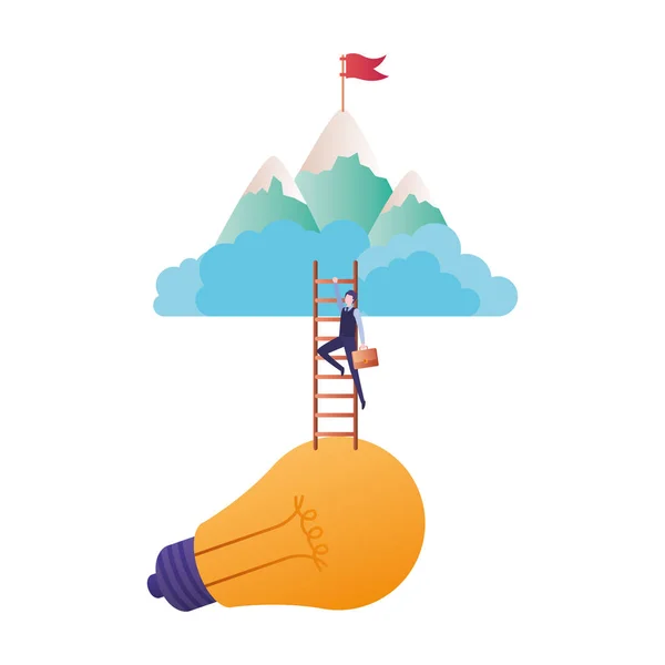 Επιχειρηματίας με χαρακτήρα avatar βουνού και σκάλας — Διανυσματικό Αρχείο