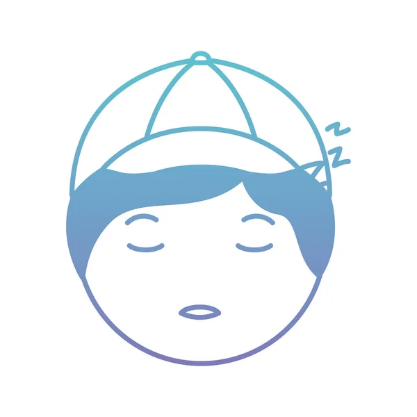 Cartoon head man asleep kawaii character — Stock Vector