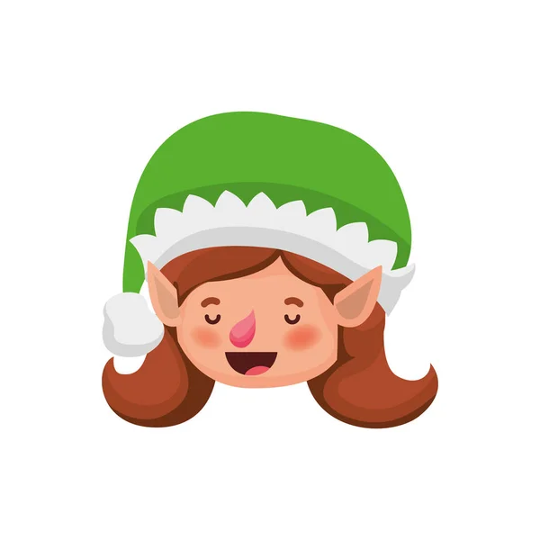 Cabeza de mujer elfo con carácter avatar sombrero — Vector de stock