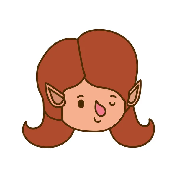 Elf woman head avatar character — Stock Vector