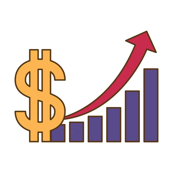 Dollar-Symbol mit Balkendiagramm-Icon — Stockvektor