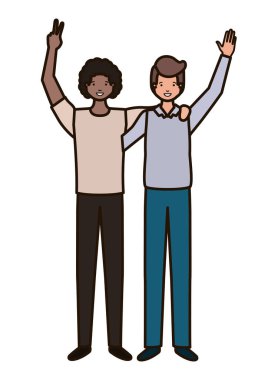 Eller yukarı avatar karakter ile genç erkek