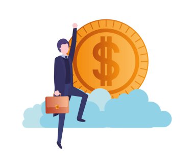 dolar işareti karakter ile işadamı