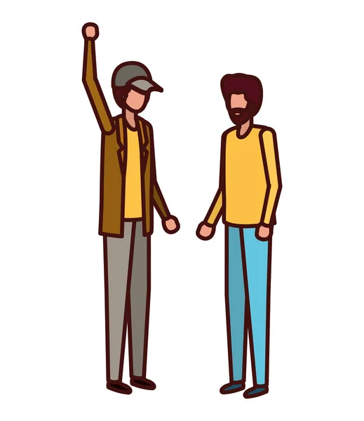 Giovani uomini in piedi personaggio avatar — Vettoriale Stock