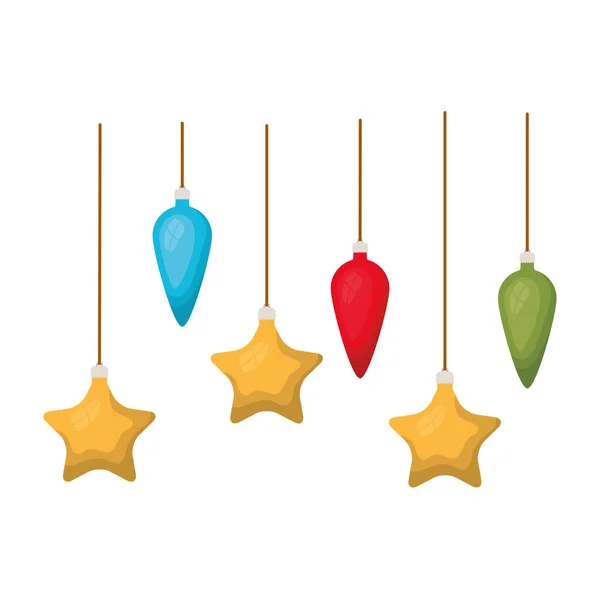 Boules de Noël décoration pendaison icône isolée — Image vectorielle
