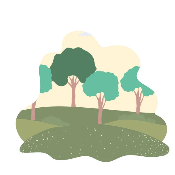 Trees plants with landscape isolated icon — Stock Vector