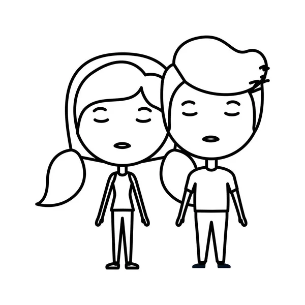 Desenhos animados casal irritado personagens kawaii — Vetor de Stock