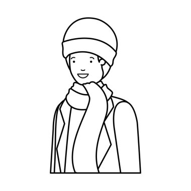 kış giysileri avatar karakter ile genç adam