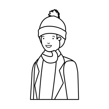 kış giysileri avatar karakter ile genç adam