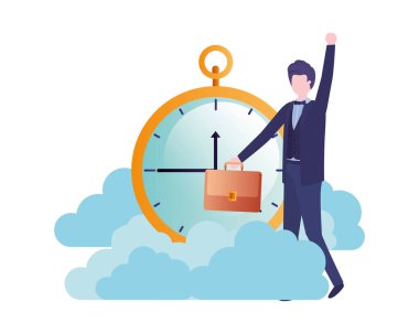 Saat avatar karakter ile işadamı