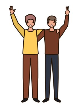 Eller yukarı avatar karakter ile genç erkek