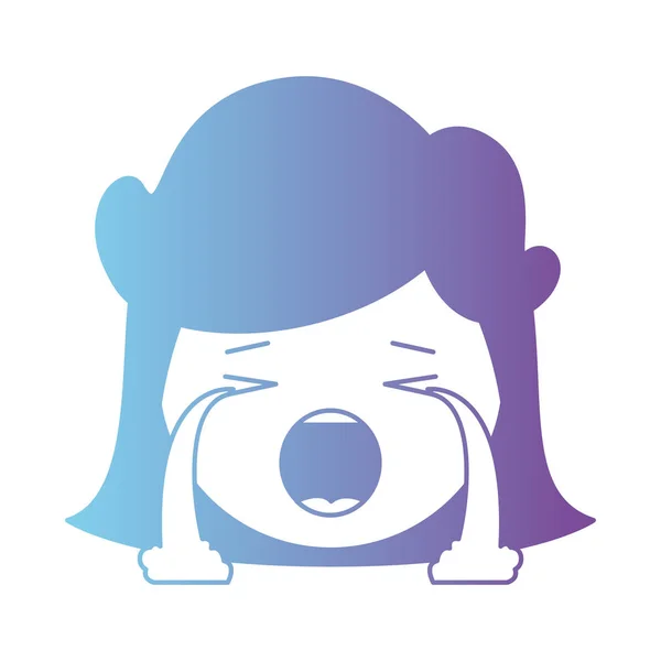 Dessin animé femme pleurer tête kawaii personnage — Image vectorielle