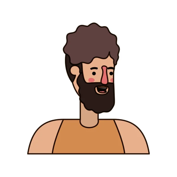Joven con carácter avatar barba — Vector de stock