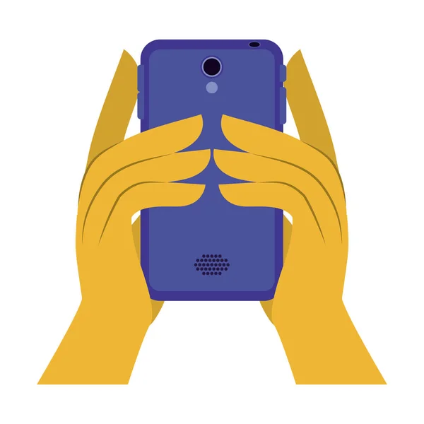 Ruce s ikonou smartphone — Stockový vektor