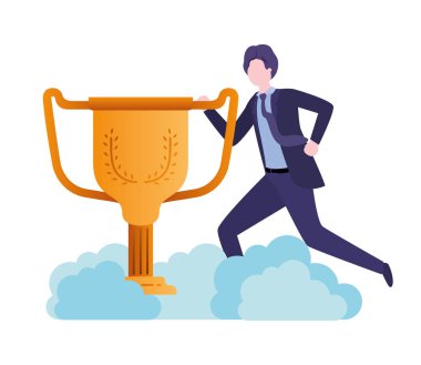 Kupa avatar karakter ile bulutlar işadamı