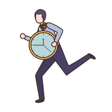 Saat avatar karakter ile işadamı