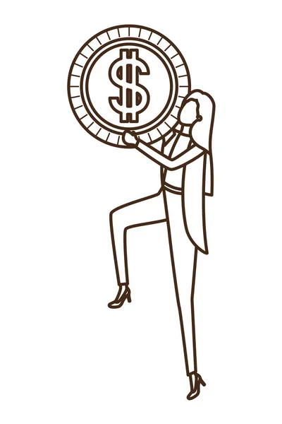 นักธุรกิจหญิงที่มีตัวละครอวตาร์เครื่องหมายดอลลาร์ — ภาพเวกเตอร์สต็อก