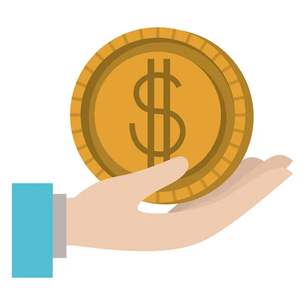 Hand with coin money — Stock Vector