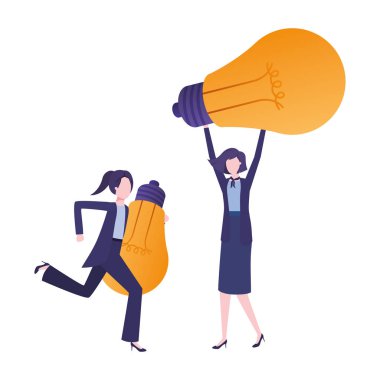 Lightampuller avatar karakter ile businesswomen