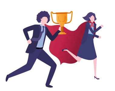 kahraman ceket ve kupa ile iş çift