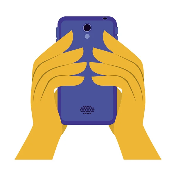 Hände mit Smartphone-Symbol — Stockvektor