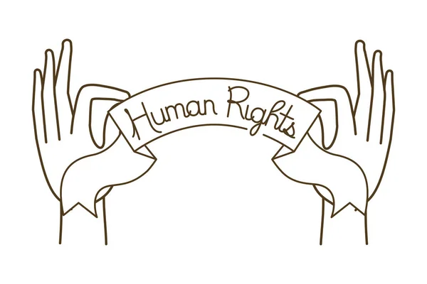 Відкриті руки з символом прав людини — стоковий вектор