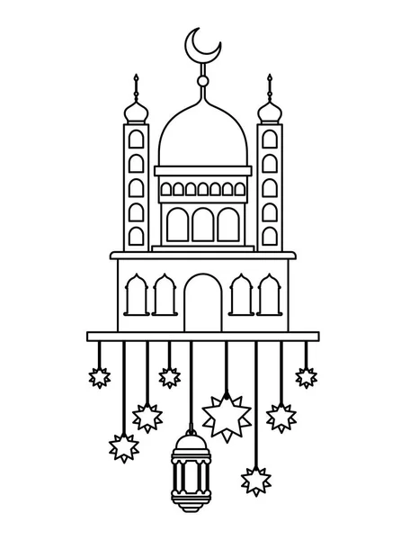 Château arabe avec lune et décoration suspendue — Image vectorielle
