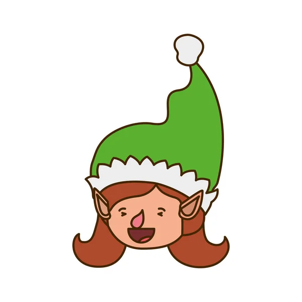 Elfenfrau Kopf mit Hut Avatar Charakter — Stockvektor