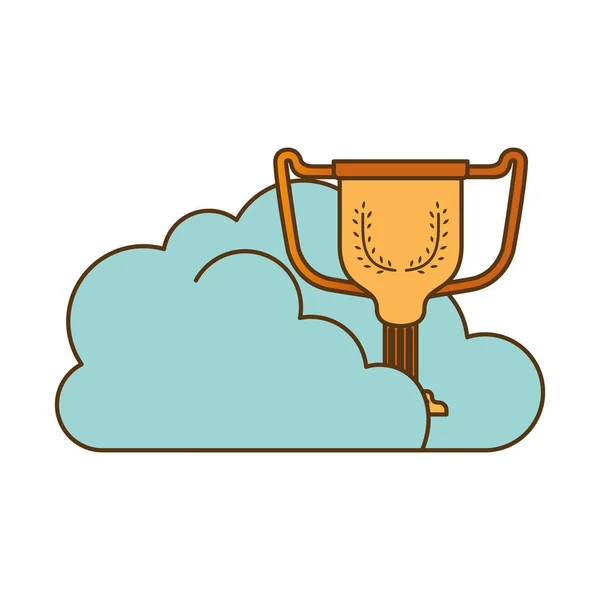 Wolken met trofee geïsoleerd icoon — Stockvector