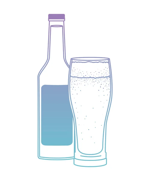 Bicchiere con bevanda e bottiglia — Vettoriale Stock