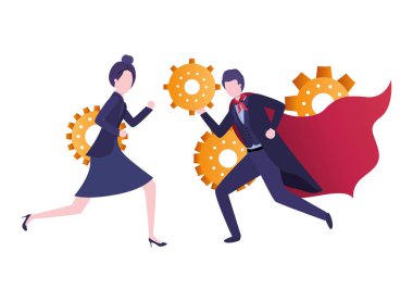 Dişli avatar karakter ile iş çift