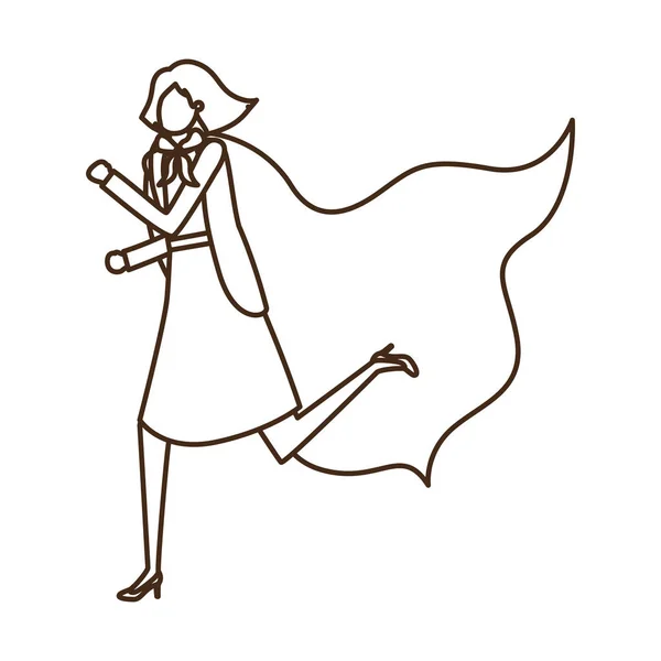 Donna d'affari con eroe mantello avatar personaggio — Vettoriale Stock