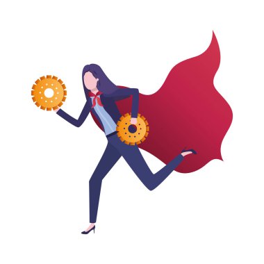 Dişli avatar karakter ile iş kadını