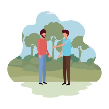 manzara avatar karakter ayakta genç erkekler