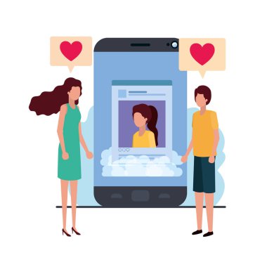 sosyal ağ profili avatar karakter ile çift