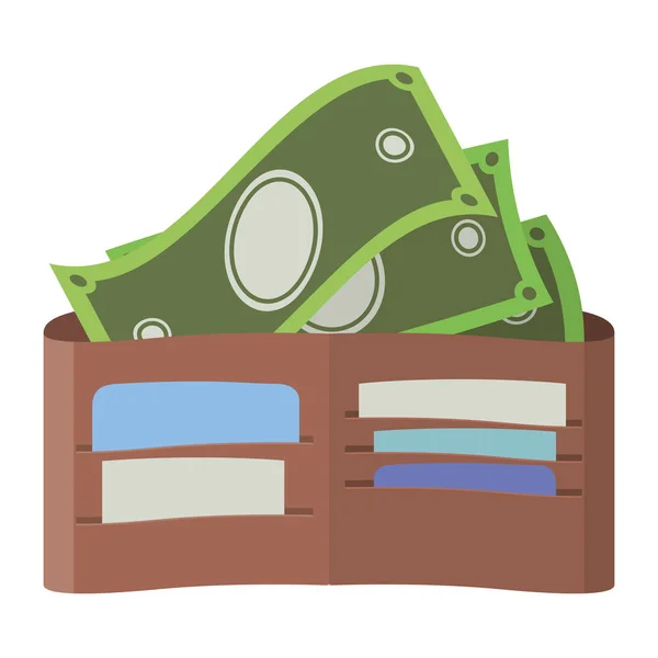 Dinheiro da carteira com notas de dólares — Vetor de Stock