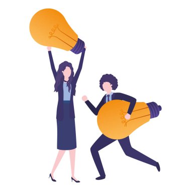 ışık ampuller avatar karakter ile iş çift