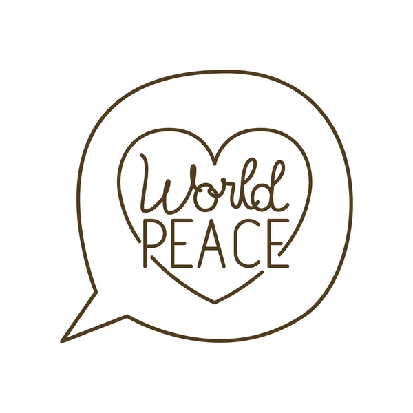 Speech bubble with world peace isolated icon — Stock Vector