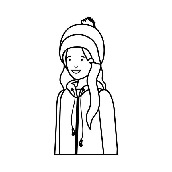 Молодая женщина с персонажем зимней одежды аватар — стоковый вектор