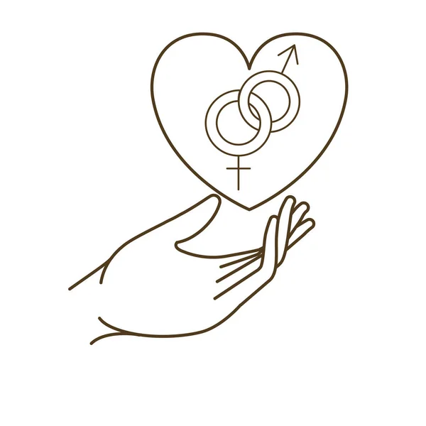 Symbol ženy a muže s rukou avatarem — Stockový vektor