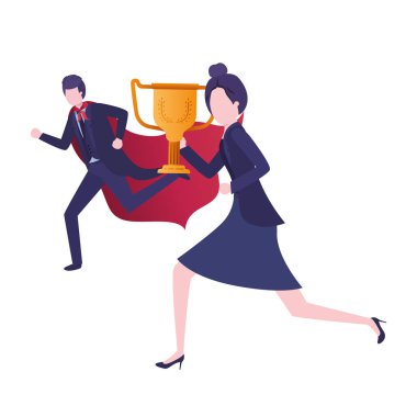 kahraman ceket ve kupa ile iş çift